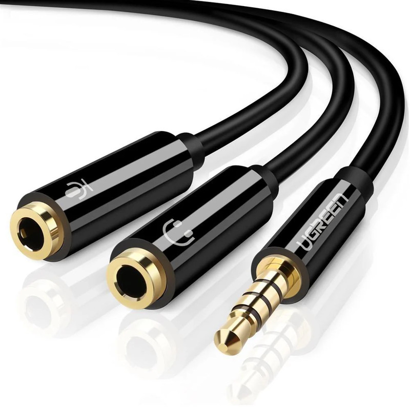 Ugreen Headphone Splitter Cable with Mic - Black - كابل